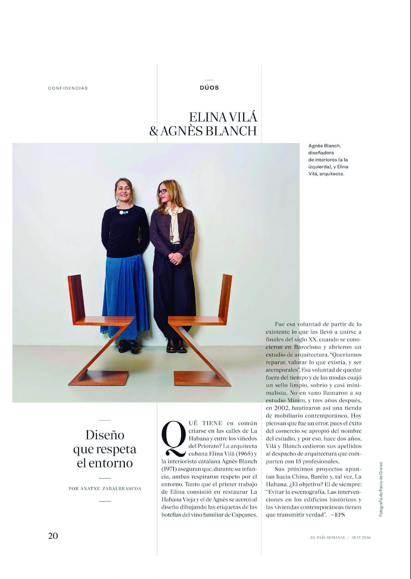 Estudio vilablanch in Duos El País Semanal