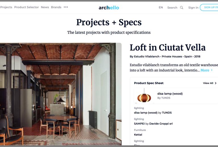 Archello promociona en portada nuestro proyecto de loft en Ciutat Vella 