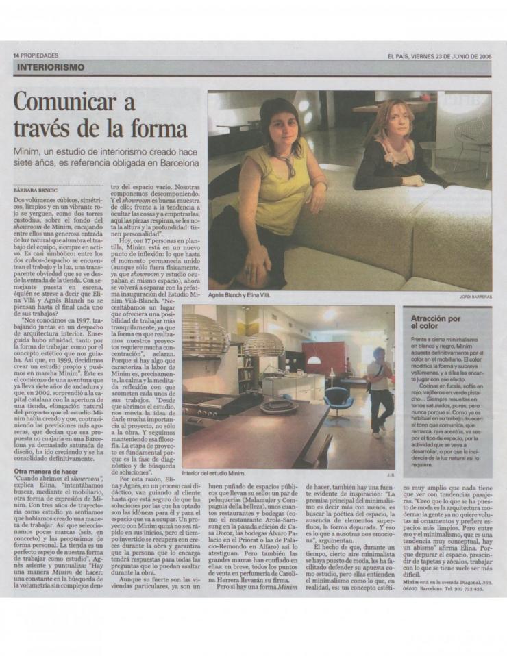 El Pais junio 2006. Comunicar a través de la forma